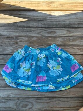 Aeropostale Teal Blue Floral Tiered Skirt